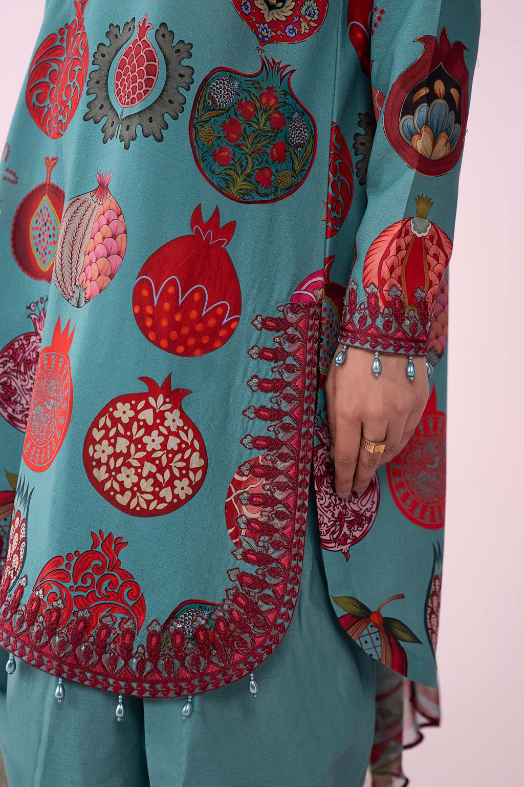 Teal Pomegranate Garden 3-Piece Suit