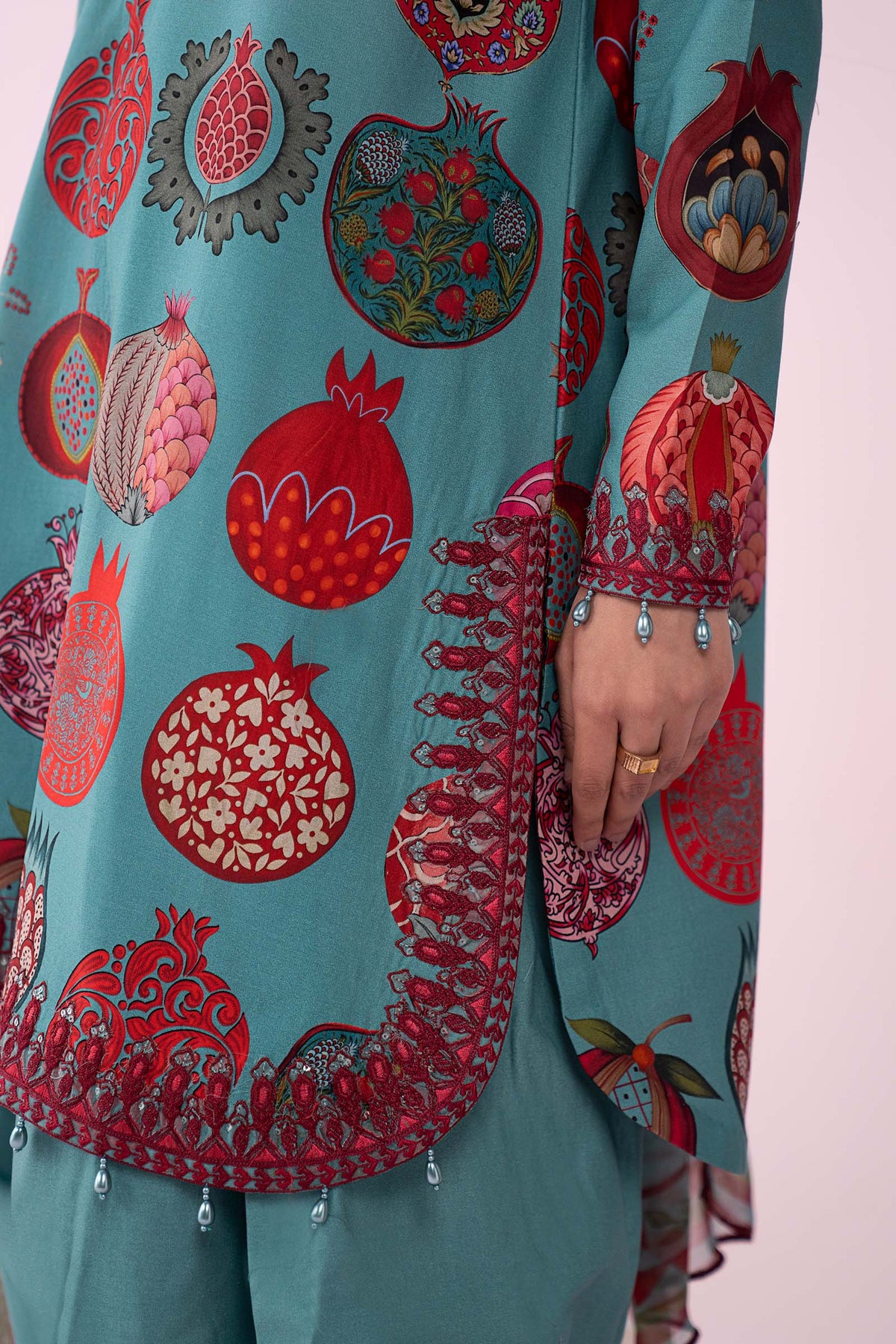 Teal Pomegranate Garden 3-Piece Suit