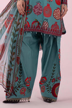 Teal Pomegranate Garden 3-Piece Suit