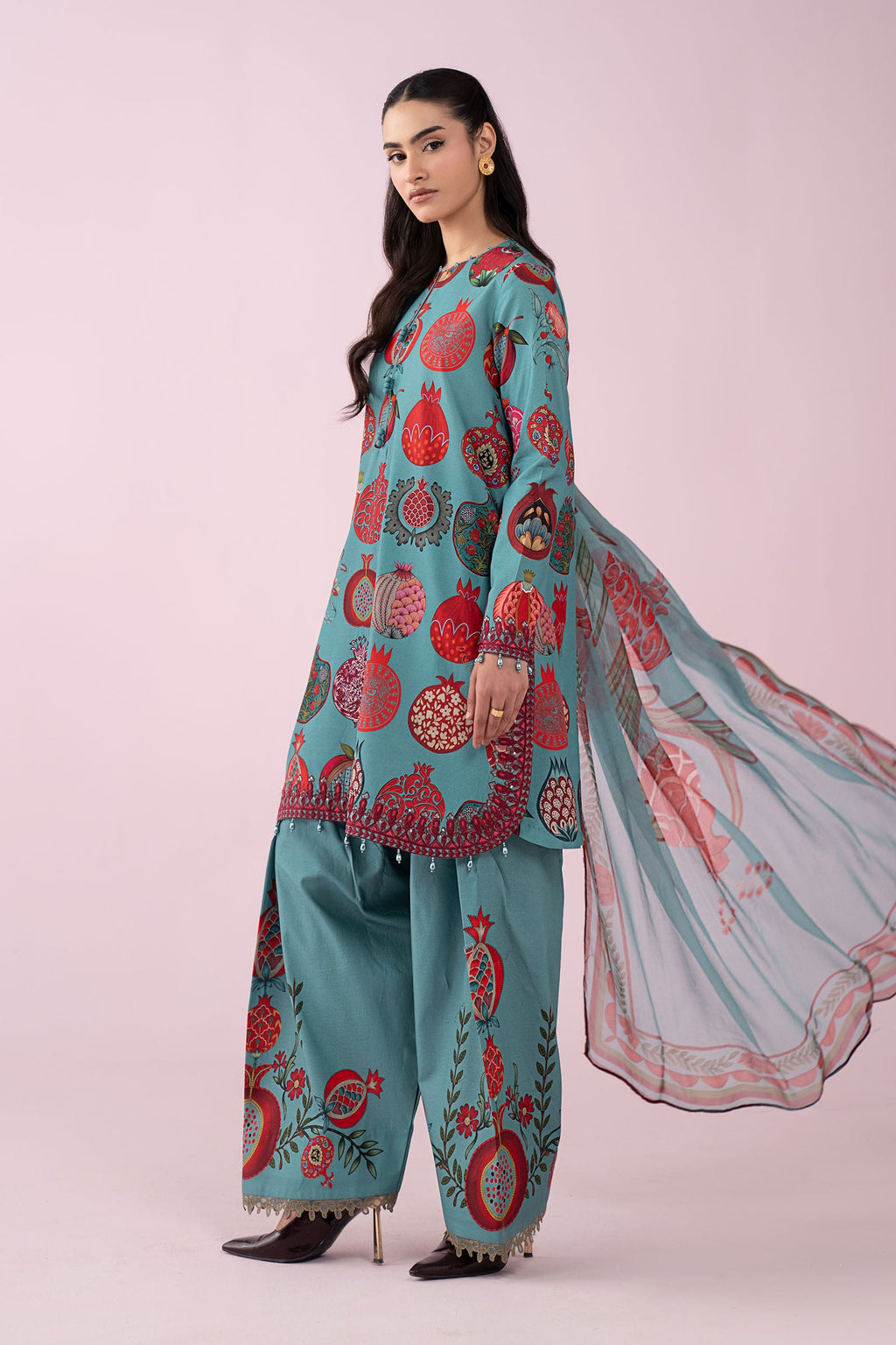 Teal Pomegranate Garden 3-Piece Suit