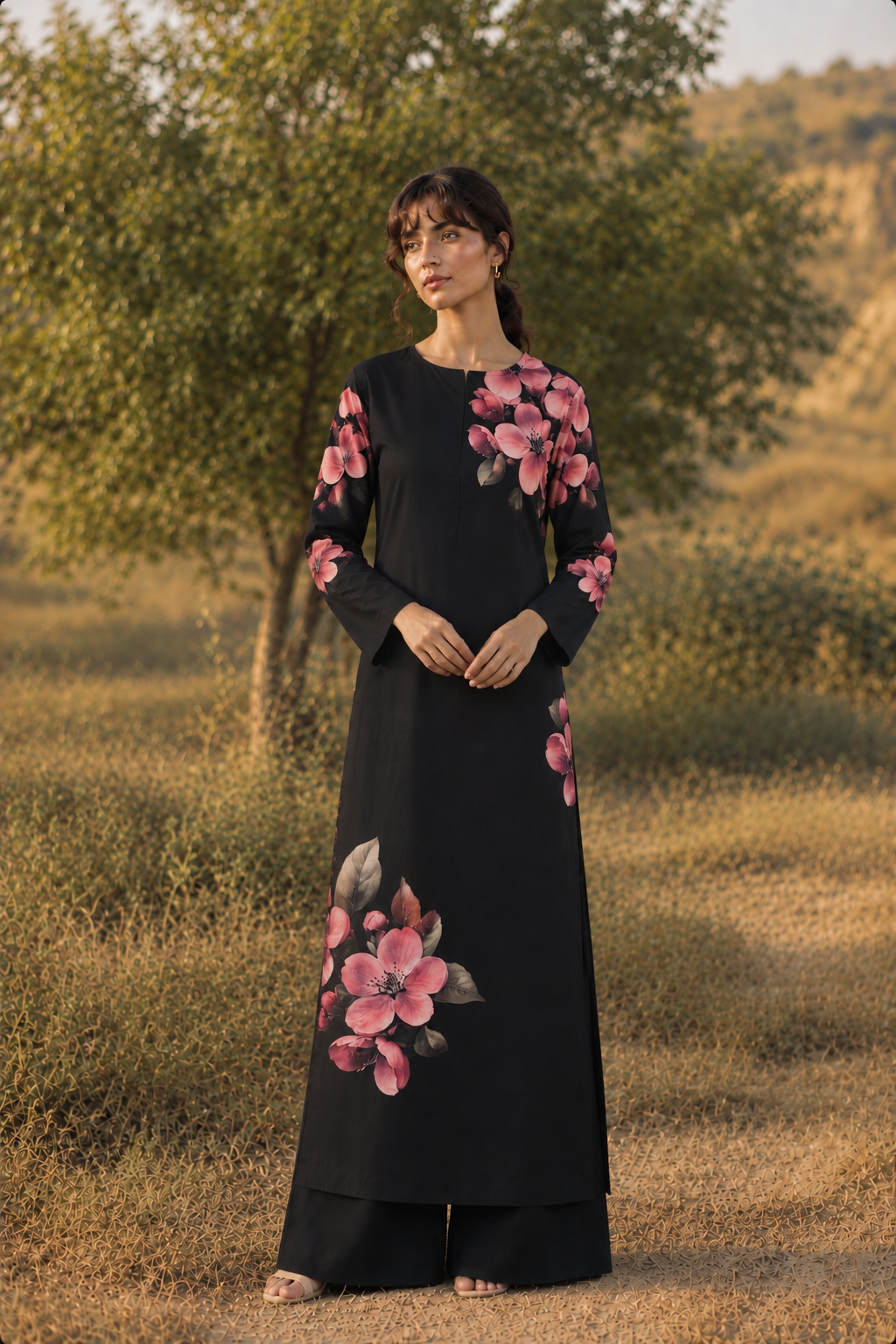Midnight Blossom Long Top