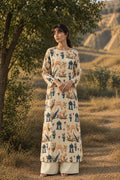 Ivory Courtyard Garden Print Long Kurta